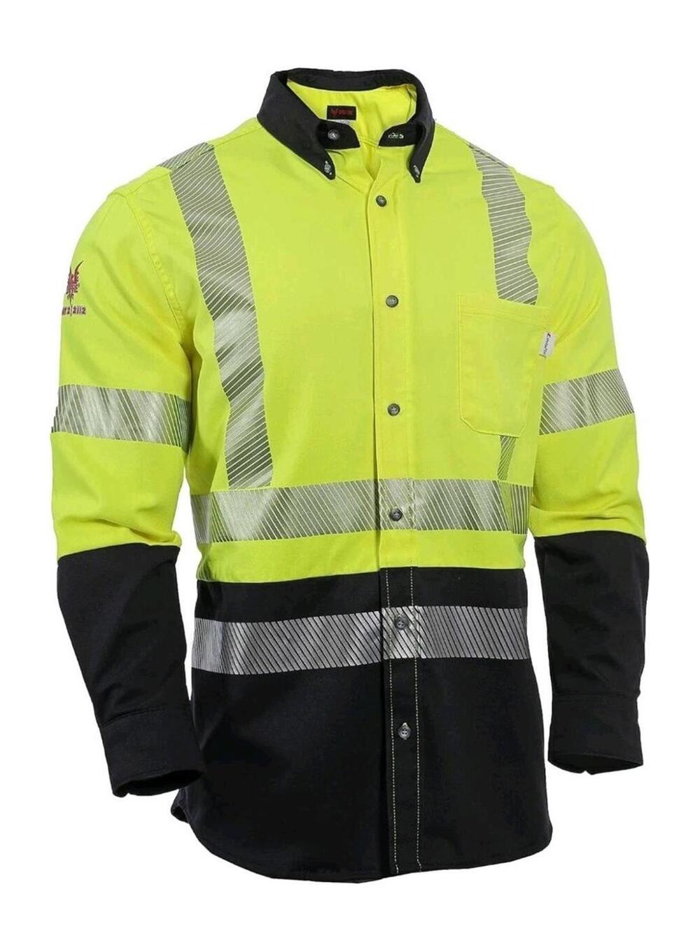 Drifire FR Hybrid Work Shirt,Fluorescent Yellow/Navy Cat 2 Hi-Vis 3XL